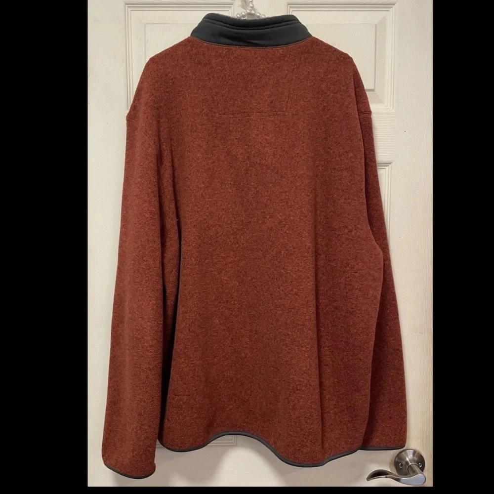 GH Bass And Co Mens XXL Pullover Fleece 3 Button Front Soft Long Sleeve Orange